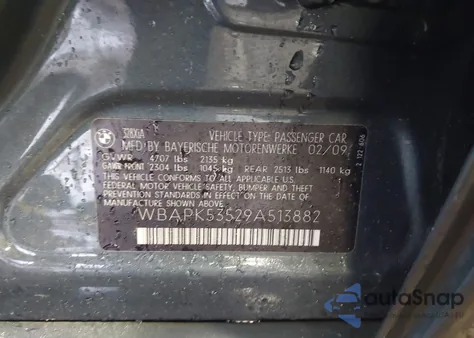 2009 BMW 328I xDrive z USA, uszkodzony, nr VIN WBAPK53529A513882